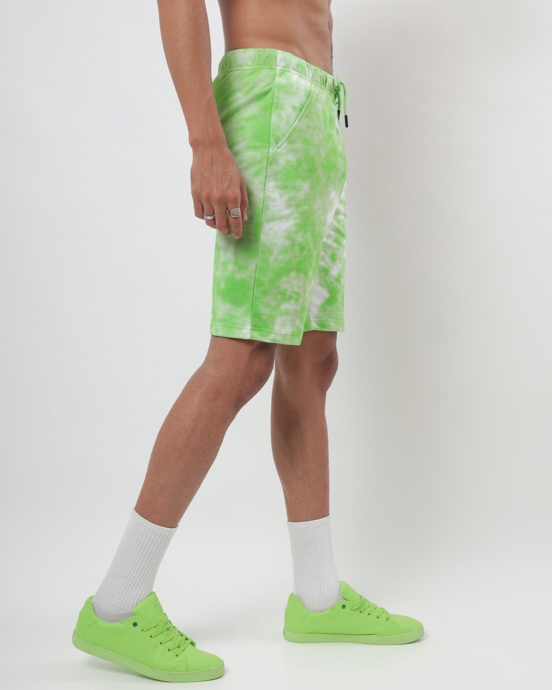 Shop Chilled Out Green Tie & Dye Shorts-Back