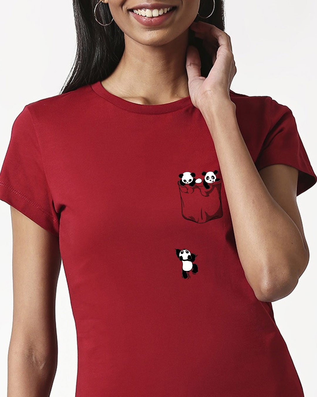 Shop Climbing pocket panda Half Sleeves Printed T-Shirt-Front