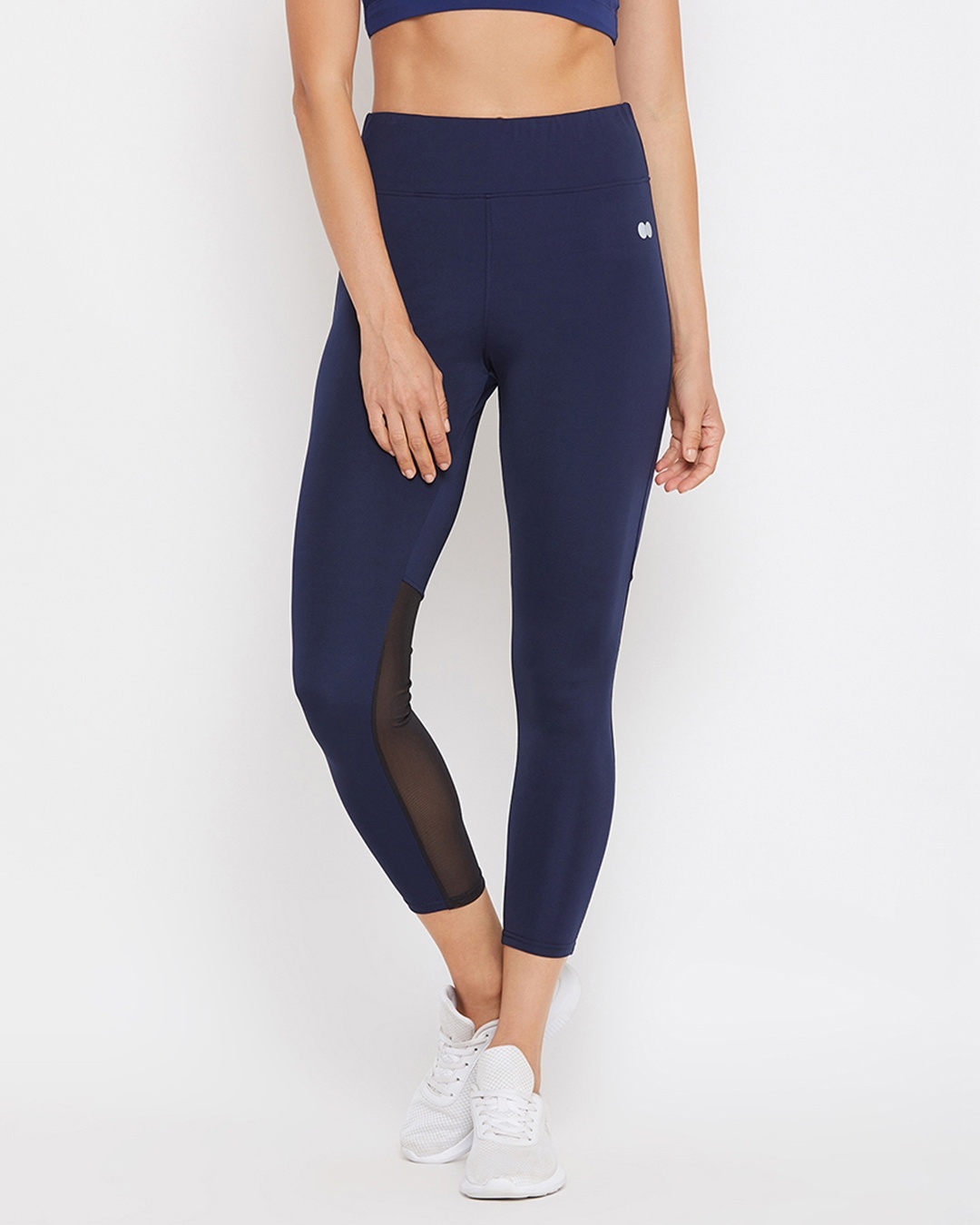 Shop Activewear Ankle Length Tights In Navy-Front