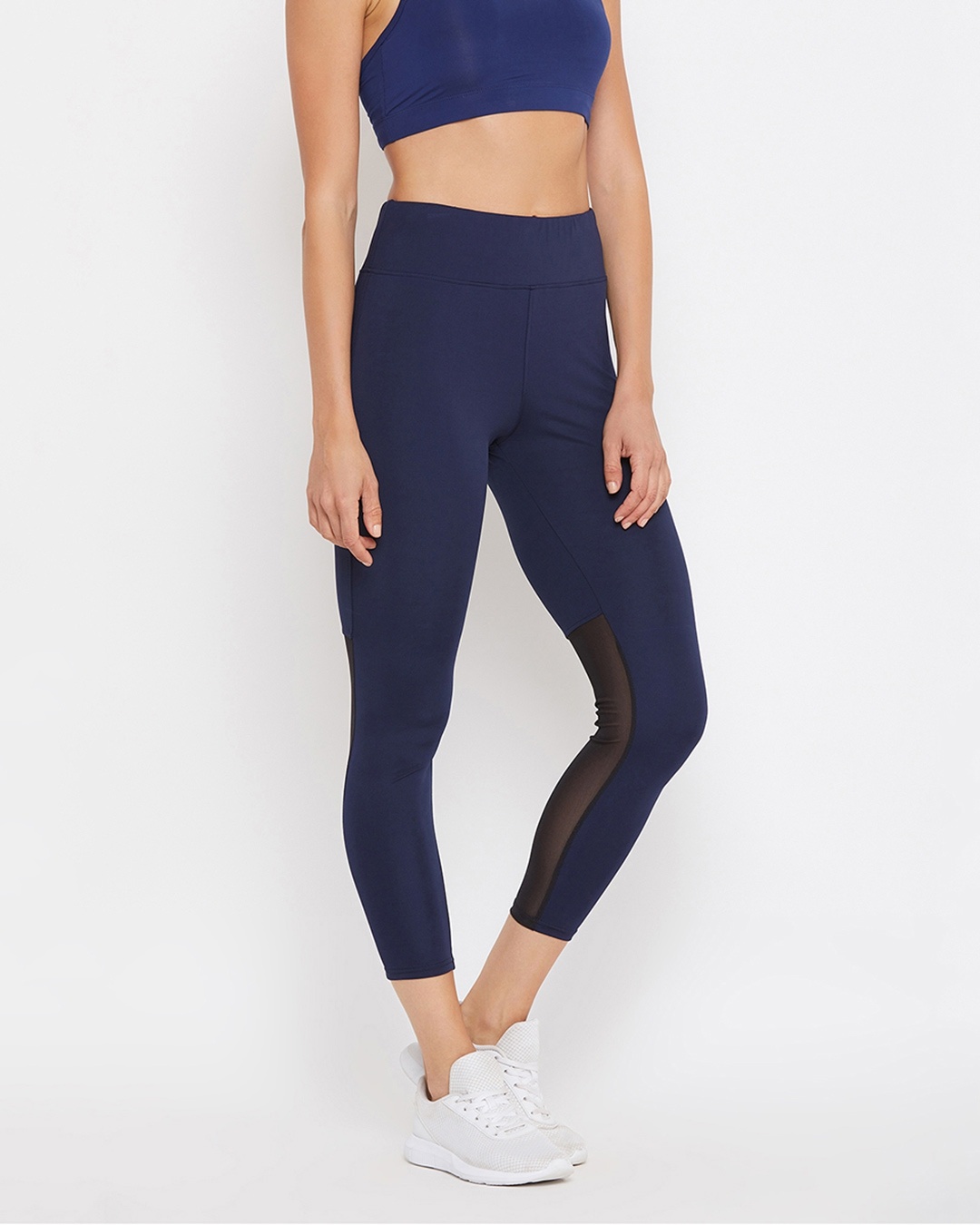 Shop Activewear Ankle Length Tights In Navy-Back