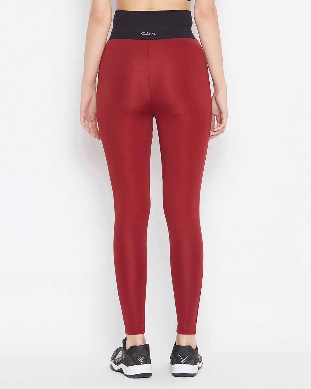 Shop Activewear Ankle Length Tights In Red-Full