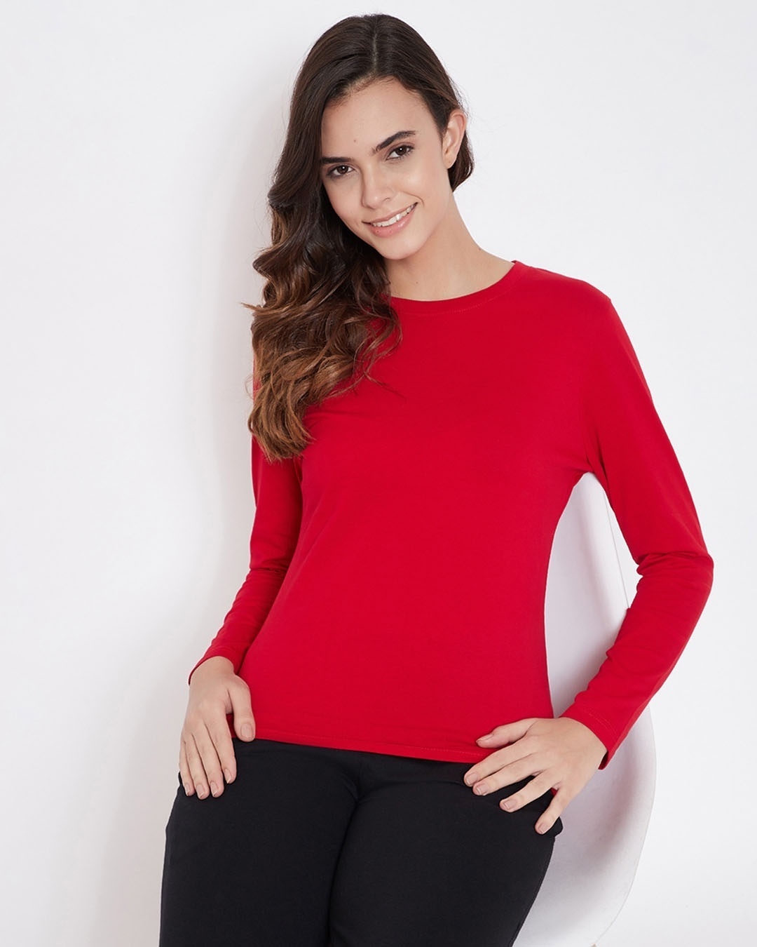 Shop Chic Basic Sleep Top In Red   Cotton-Front