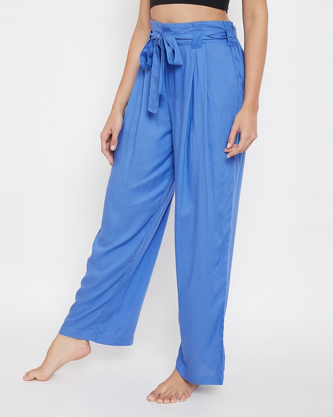 Shop Chic Basic Wide Leg Pants In Blue   Rayon-Back