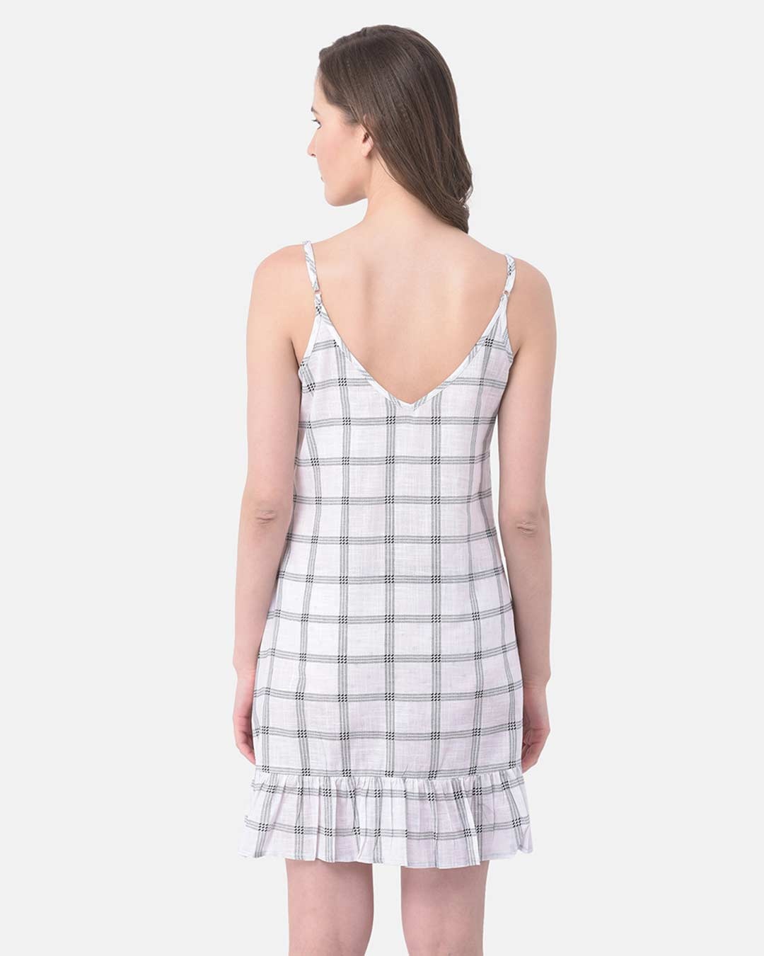 Shop Classy Checks Sleep Dress In White  100% Cotton-Design