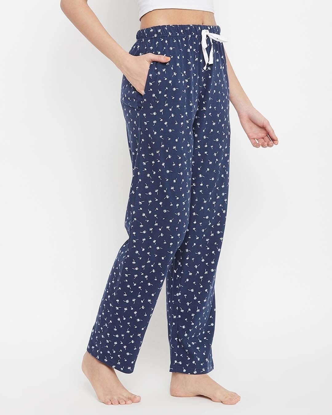 Shop Cotton Pack Of 2 Print Me Pretty Pyjama Pants   Blue & Black