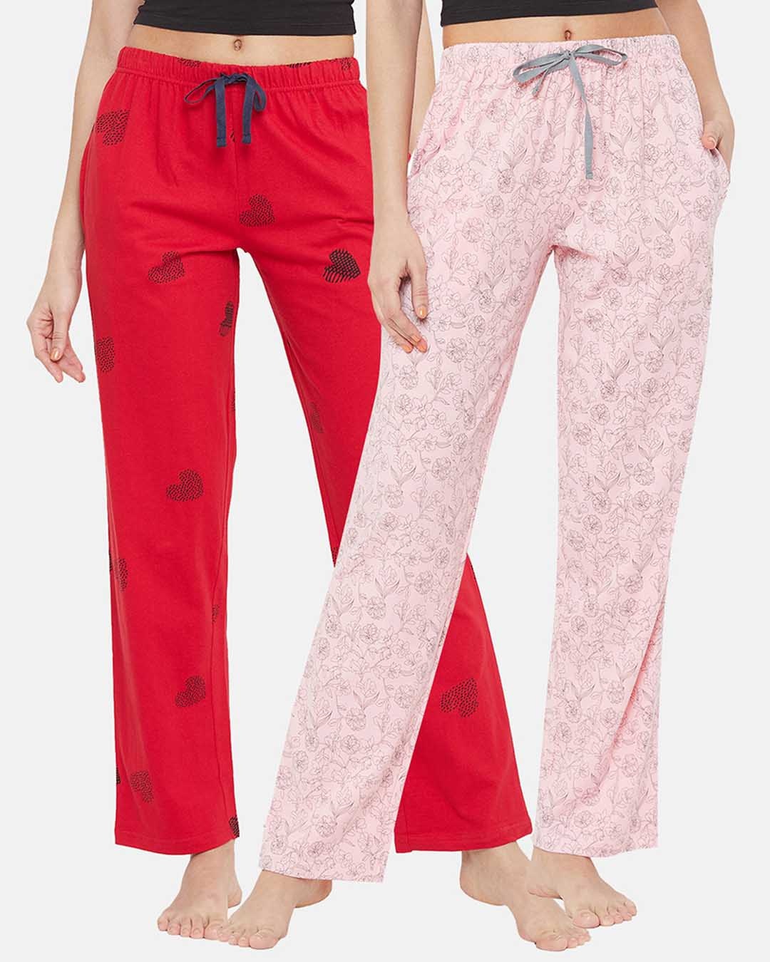 Shop Cotton Pack Of 2 Print Me Pretty Pyjama Pants   Red & Pink