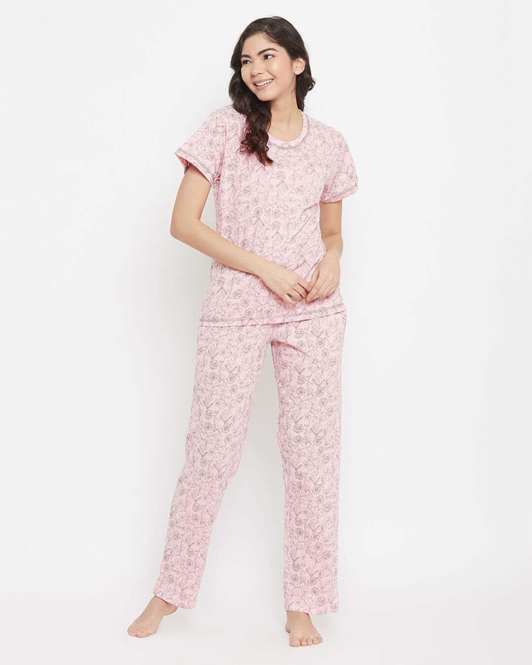 Shop Cotton Printed Top & Pyjama Set-Front