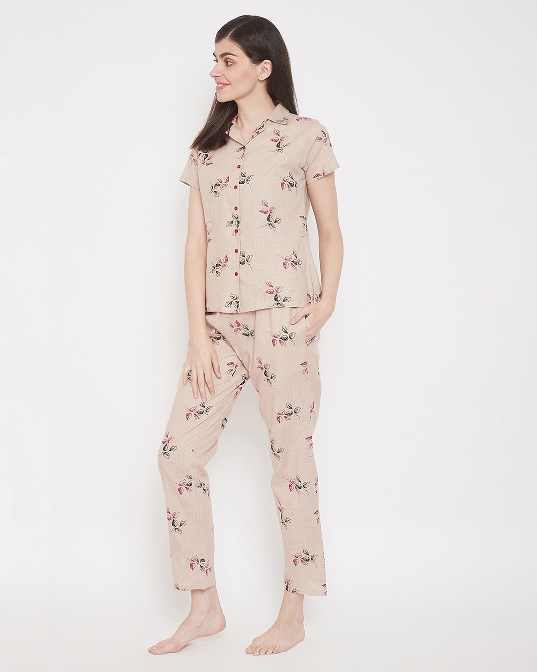 Shop Leaf Print Button Me Up Shirt & Pyjama Set-Design