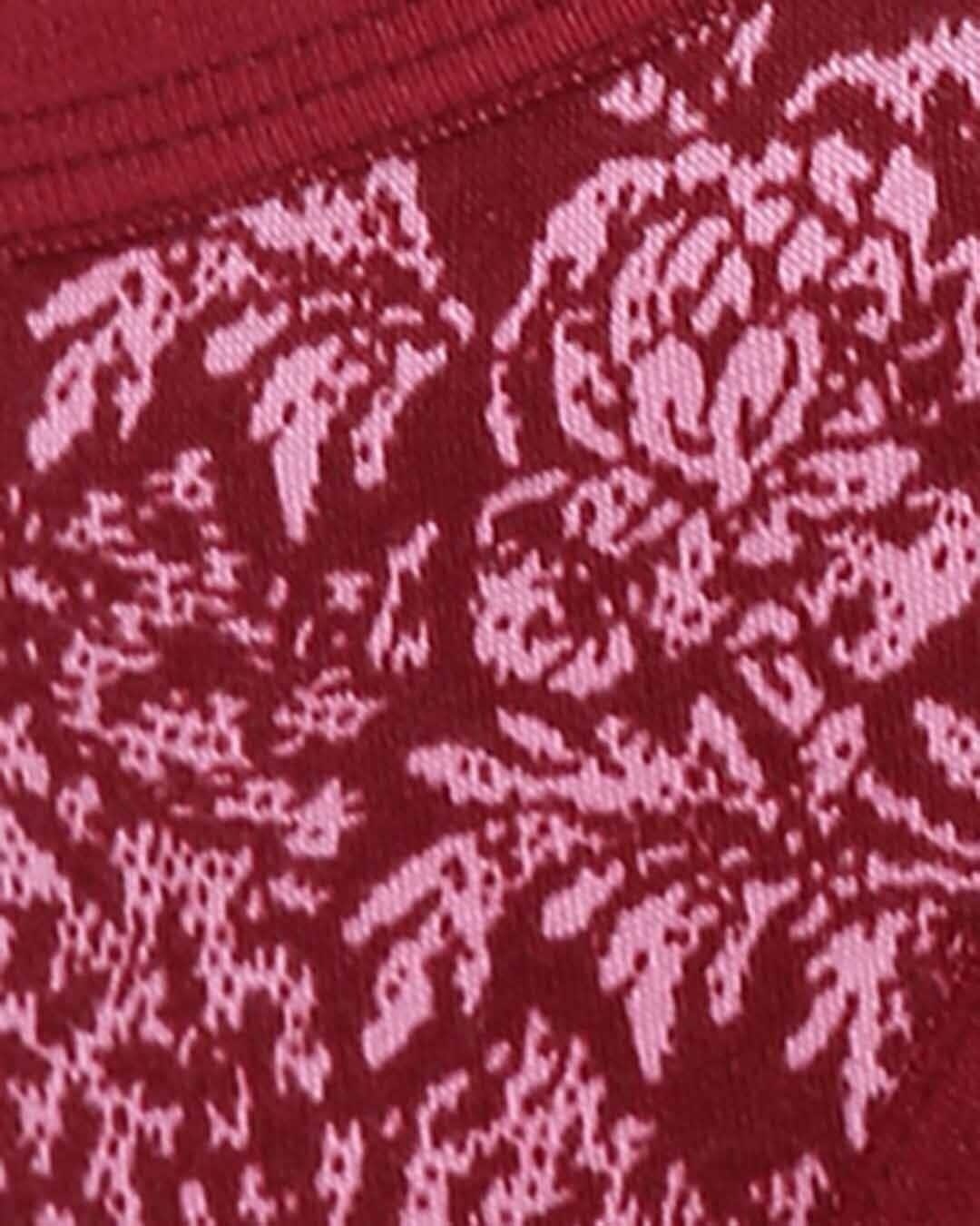 Shop Low Waist Floral Print Bikini Panty In Maroon
