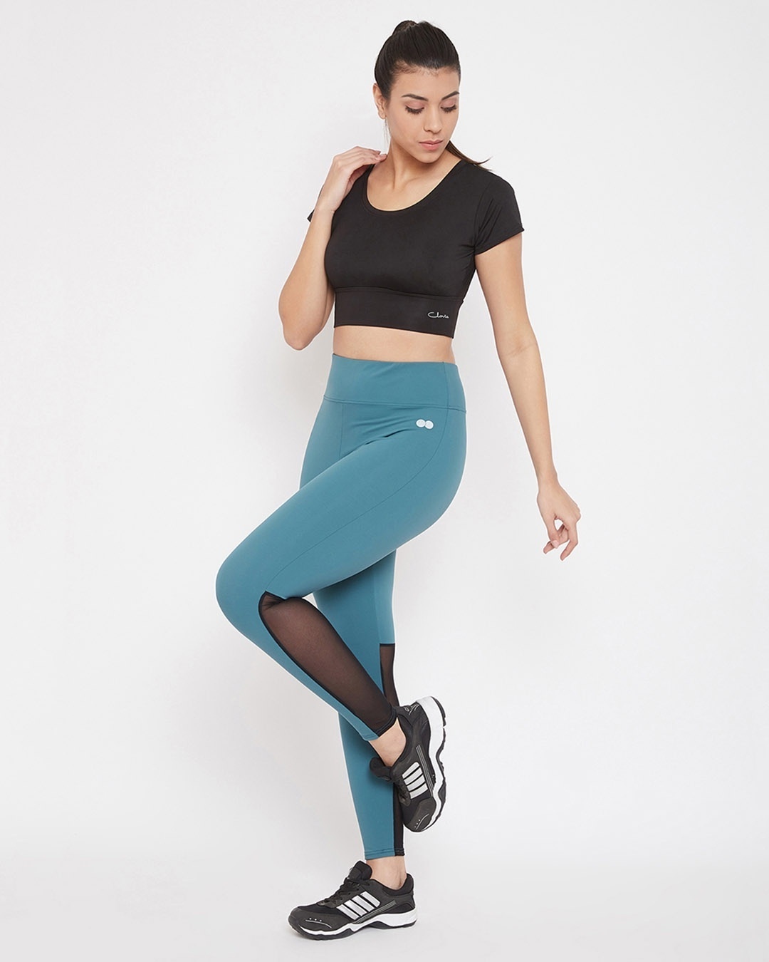 Shop Snug Fit Active Ankle Length Tights In Blue-Full