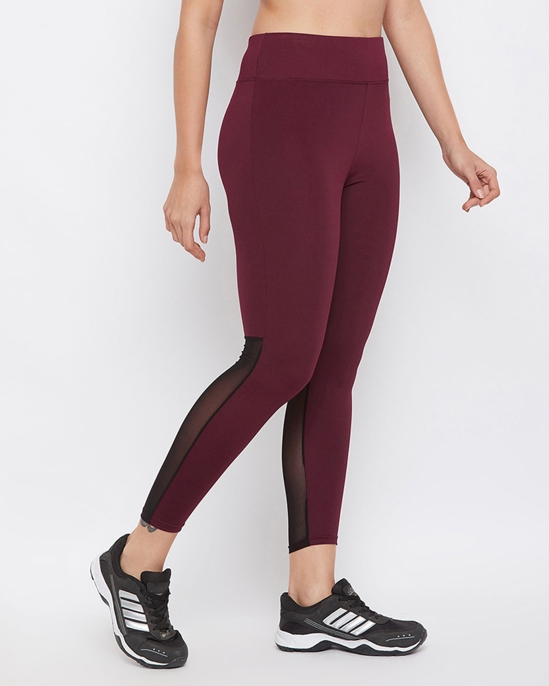 Shop Snug Fit Active Ankle Length Tights In Maroon-Design