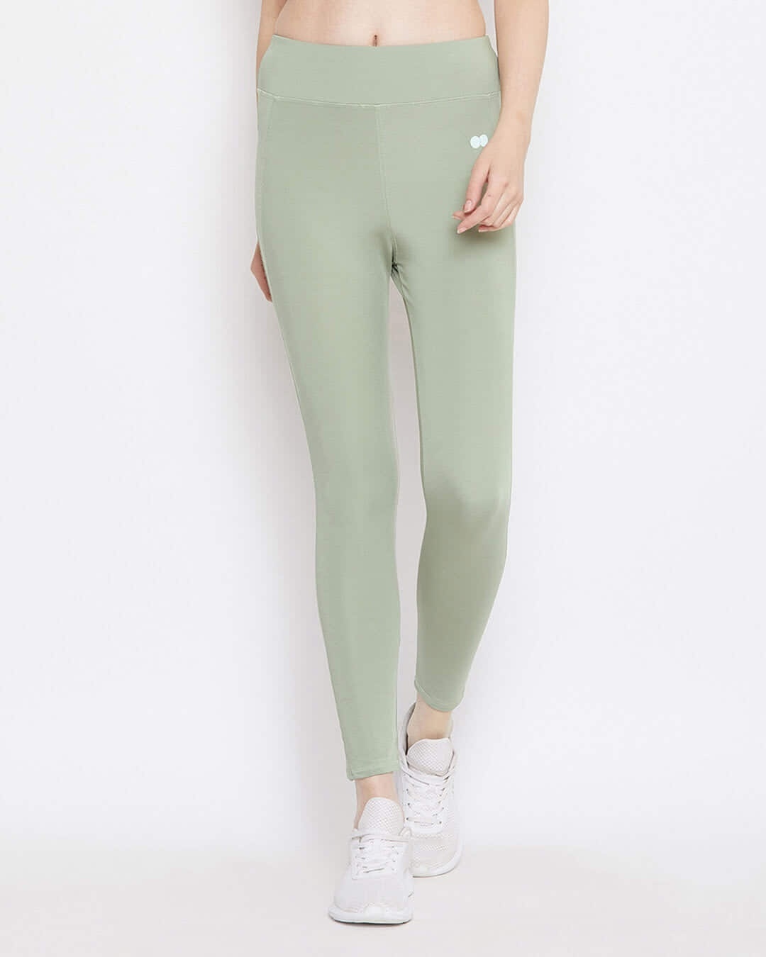 Shop Women's Activewear Ankle Length Tights In Sage Green-Front