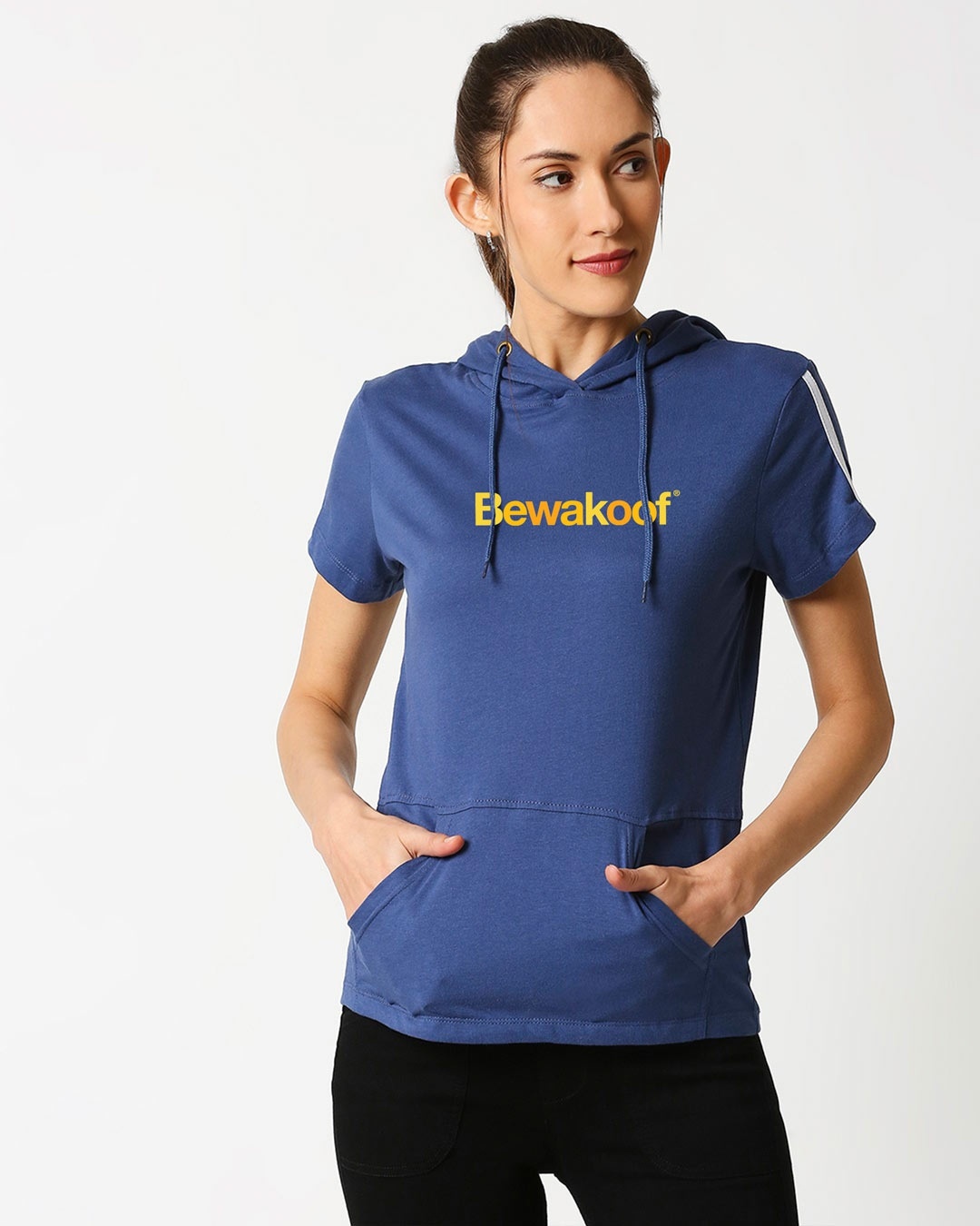 Shop Color Half Sleeve Printed Hoodie T-Shirt-Front