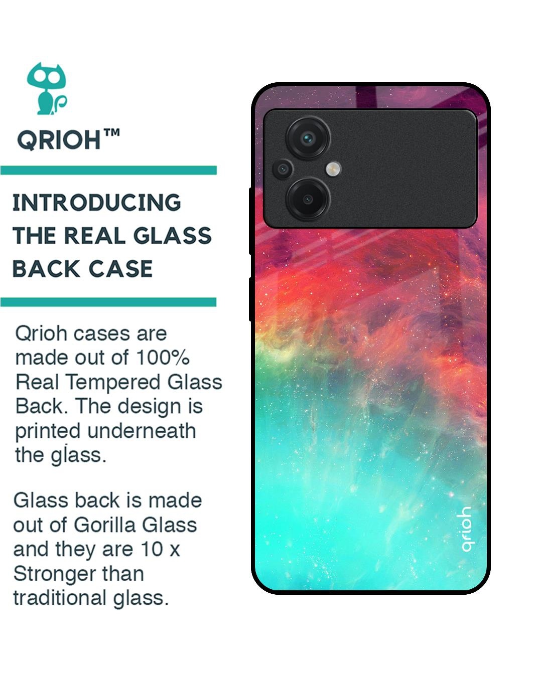 Shop Colorful Aura Premium Glass Case for Poco M5 (Shock Proof, Scratch Resistant)-Back