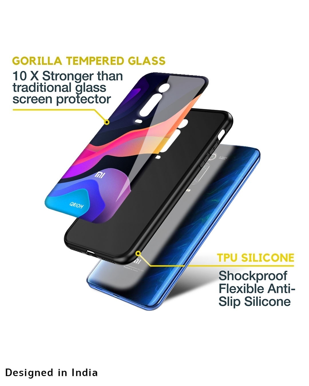 Shop Colorful Fluid Premium Glass Case for Redmi A1+ (Shock Proof, Scratch Resistant)-Design