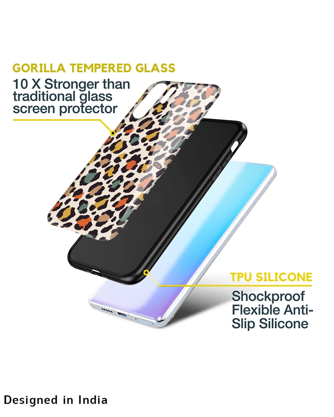 Shop Colorful Leopard Printed Premium Glass Cover for Realme C30 (Shock Proof, Scratch Resistant)-Design