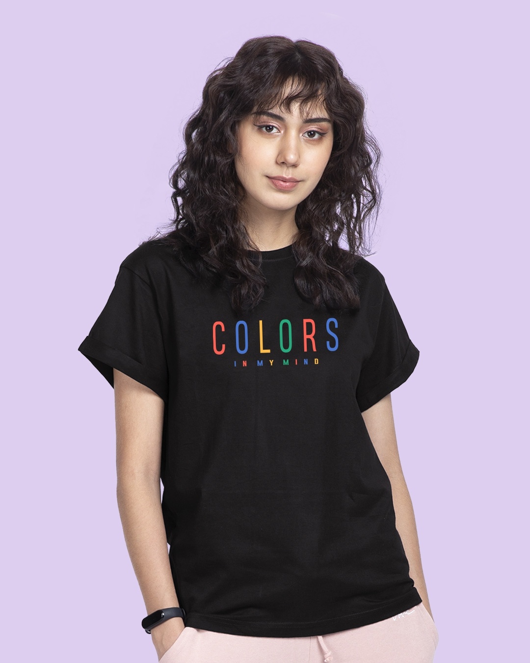 Shop Colors In My Mind Boyfriend T-Shirt Black-Front