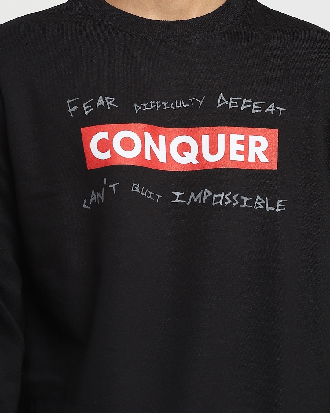 Shop Conquer Strip Fleece Sweatshirt Black