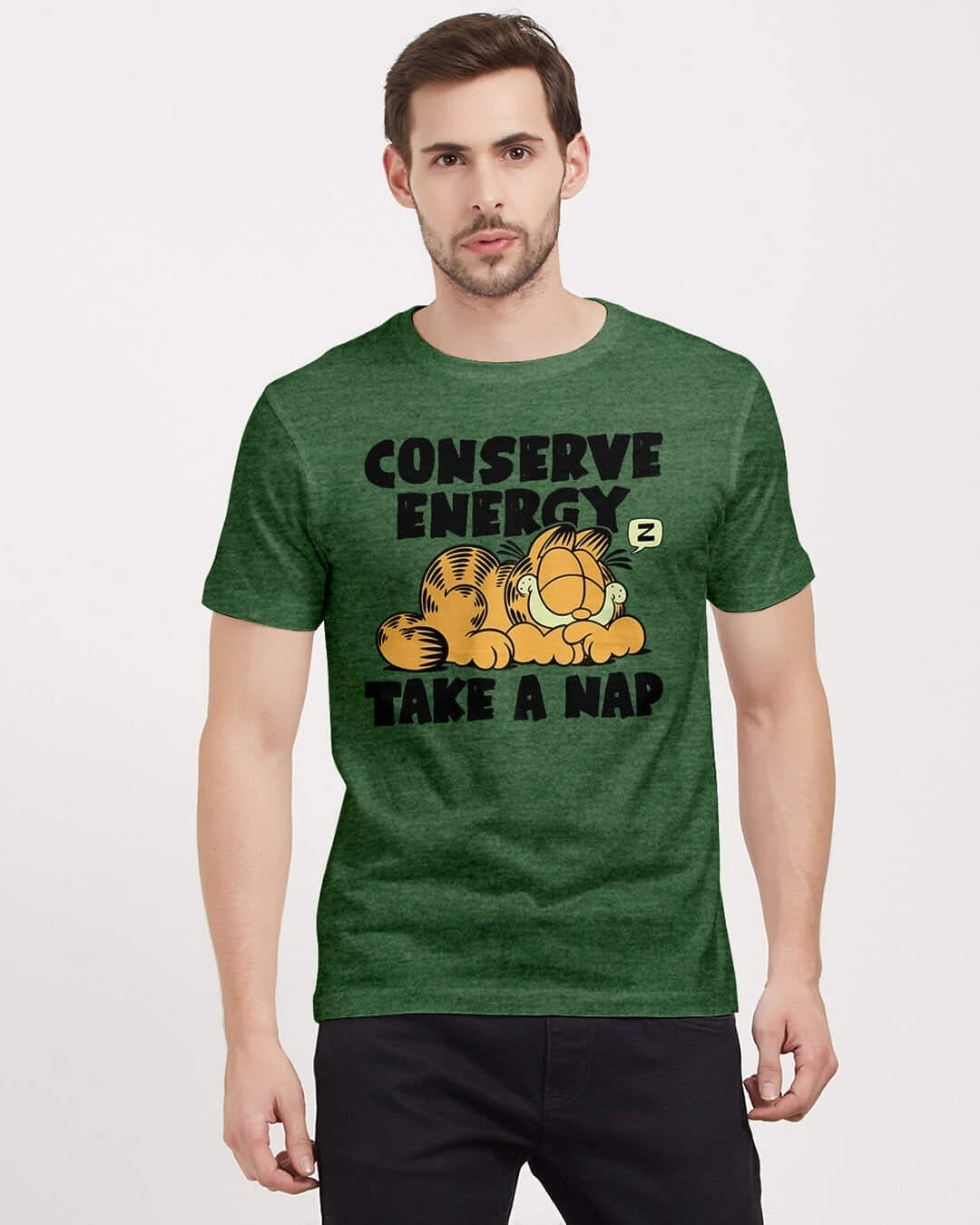 Shop Conserve Energy Garfield Official Half Sleeves Cotton T-shirt