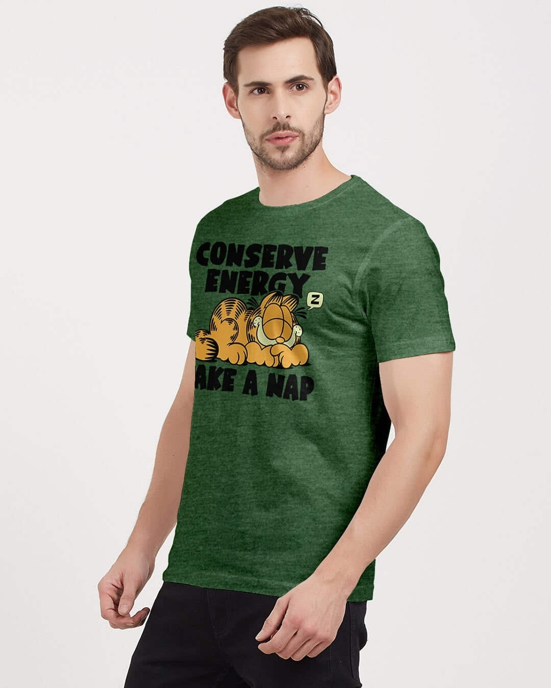 Shop Conserve Energy Garfield Official Half Sleeves Cotton T-shirt