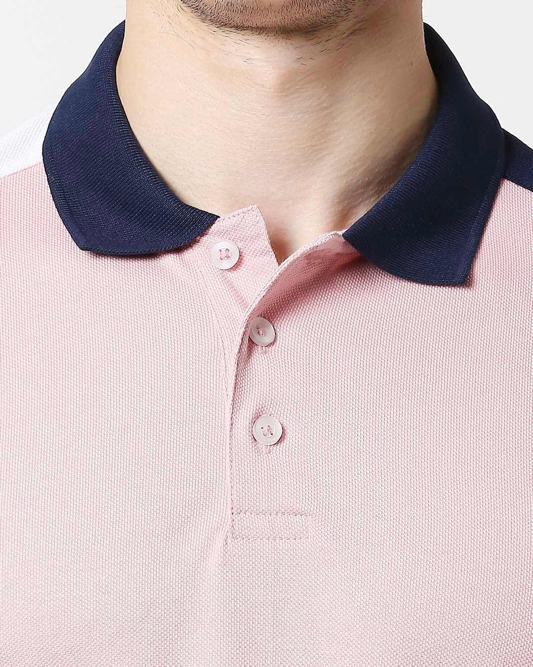 Shop Coral Blush Shoulder Sleeve Cut & Sew Polo