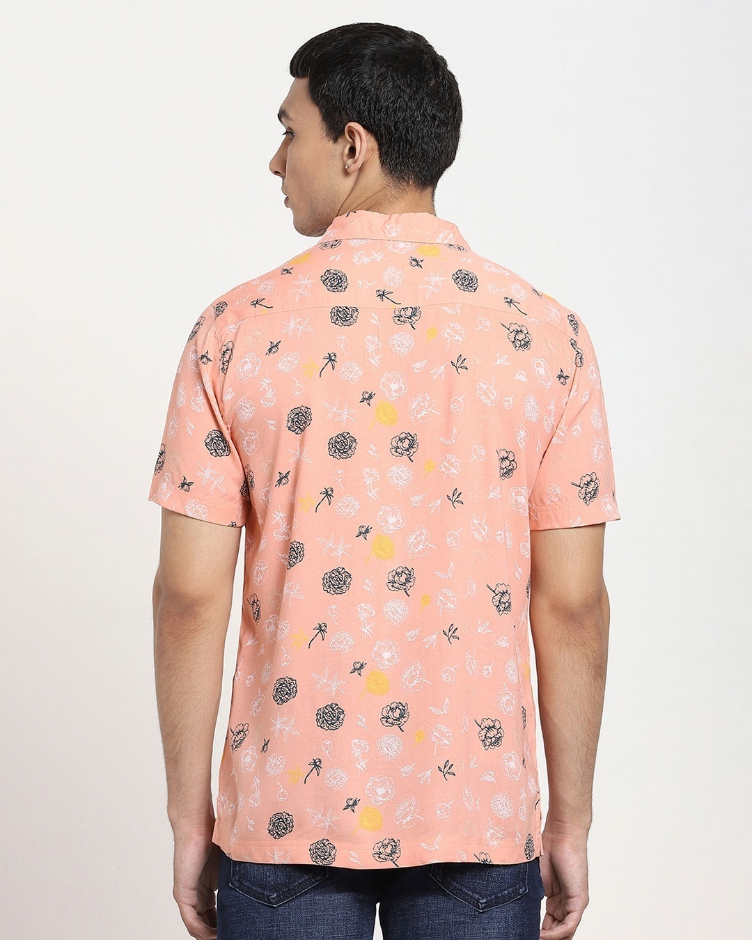 Shop Coral Cloud Floral AOP Half Sleeve Shirt-Full