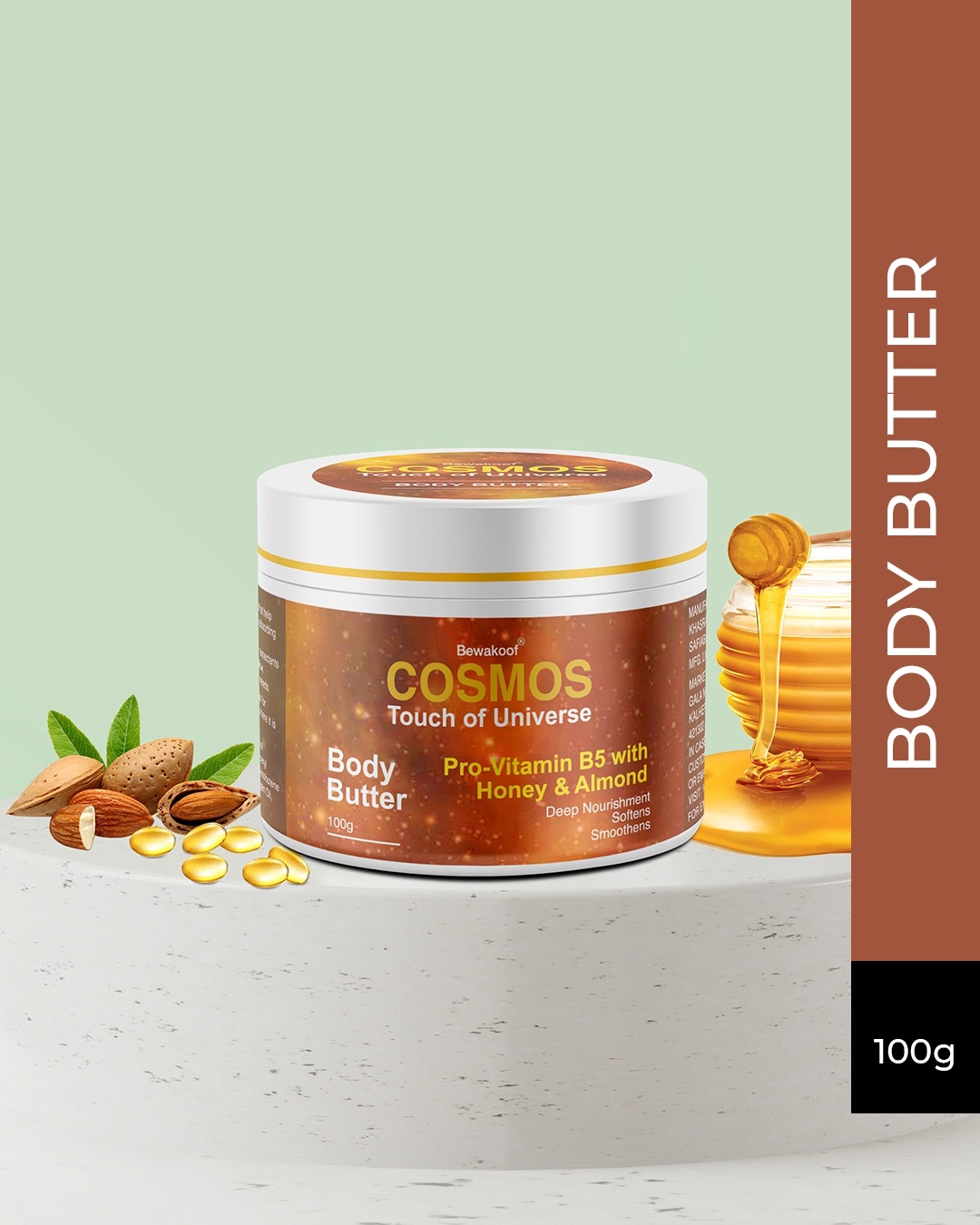 Shop Body Butter By Bewakoof With Pro   Vitamin B5 With Honey & Almond 100g-Front