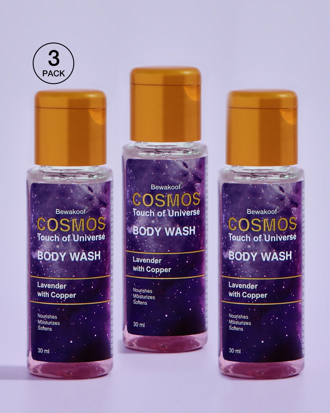 Shop Body Wash By Bewakoof With Lavender & Copper 30ml (Pack Of 3)-Front