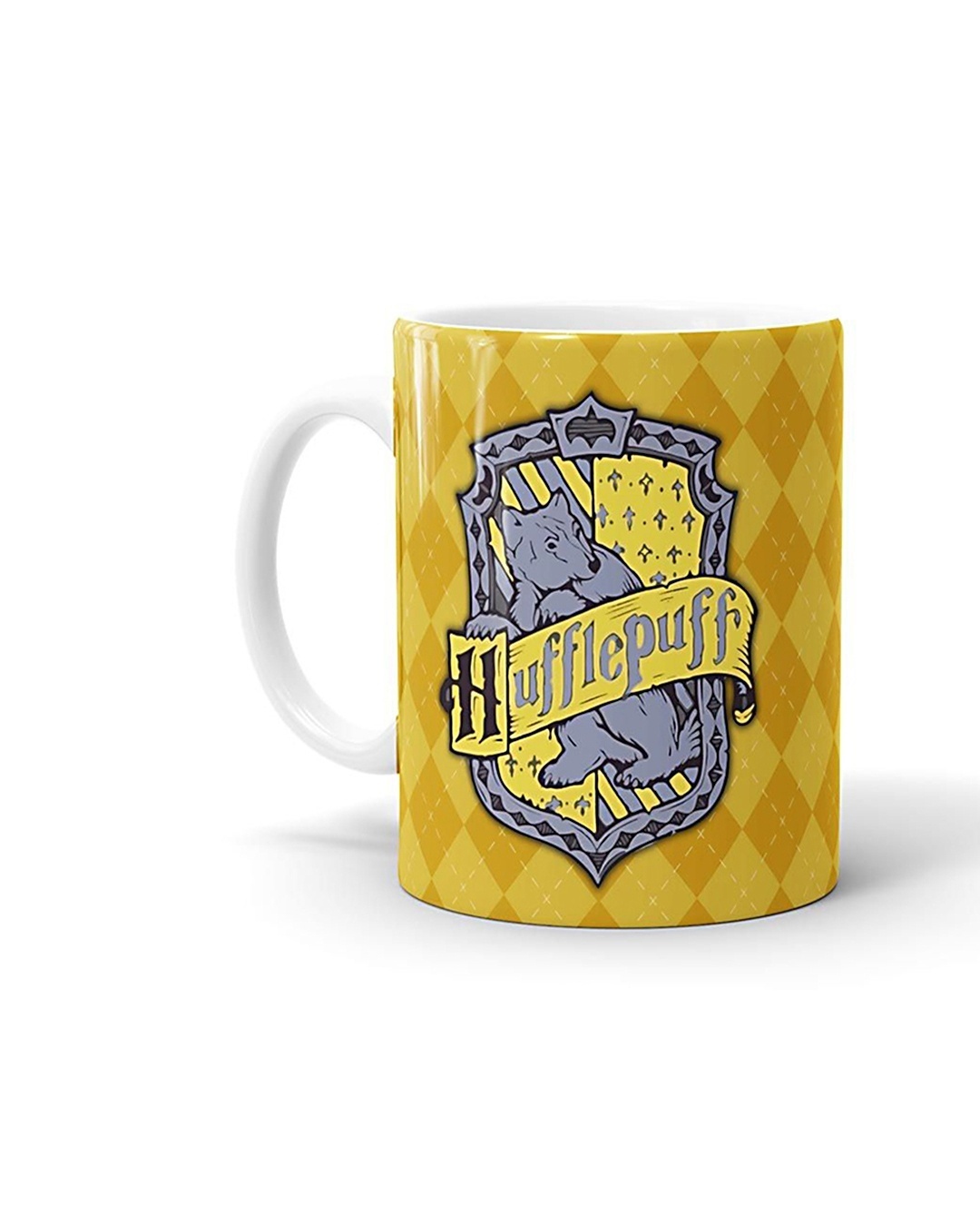 Shop Crest Hufflepuff Ceramic Mug,  (320ml,  Yellow , Single Piece)-Front