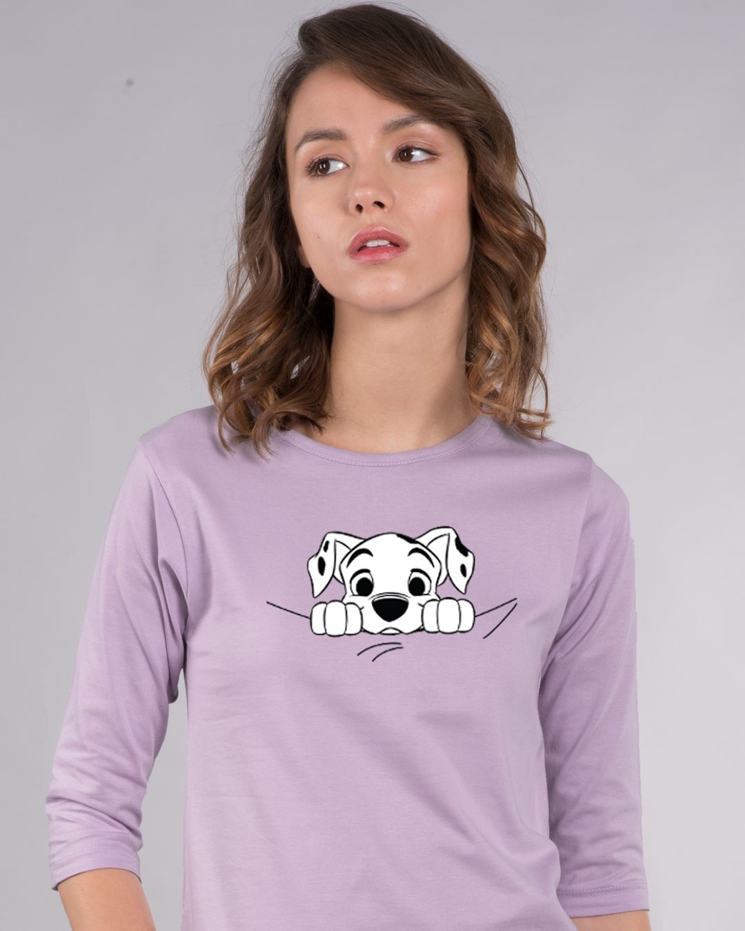 Shop Dalmatian Puppy Round Neck 3/4th Sleeve T-Shirt (DL)-Front