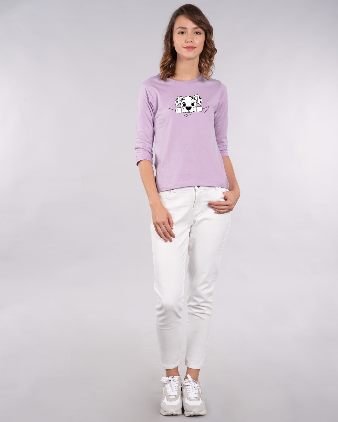 Shop Dalmatian Puppy Round Neck 3/4th Sleeve T-Shirt (DL)-Full