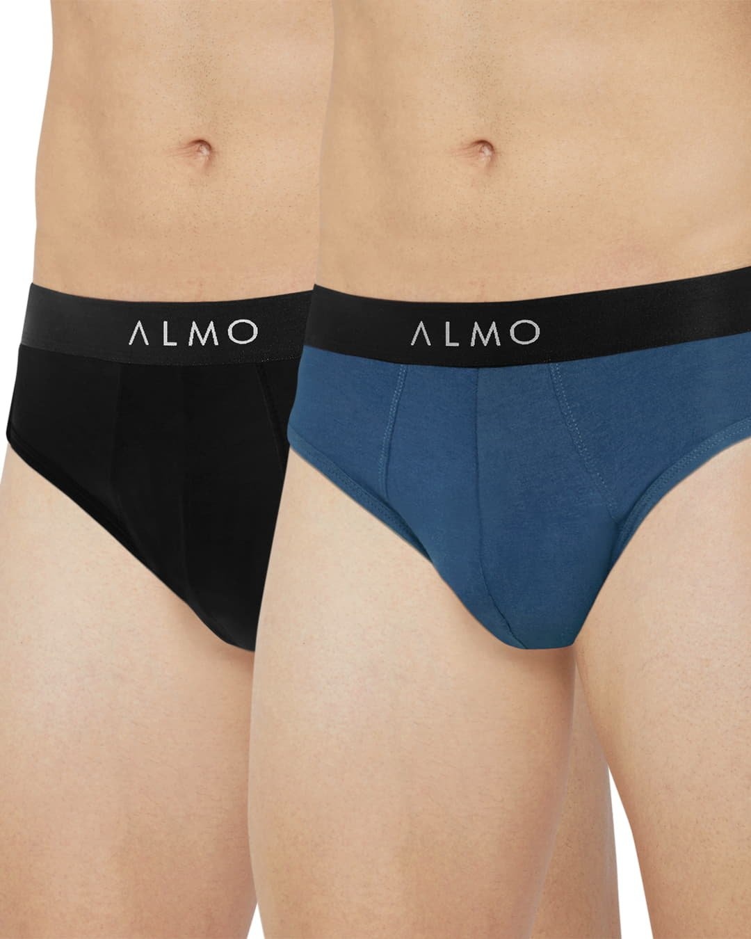Shop Dario Solid Micro Modal Black And Blue Men's Brief (Pack Of 2)-Front
