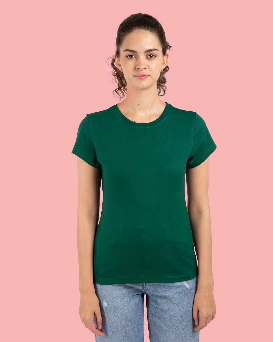 Shop Women's Green Slim Fit T-shirt-Front