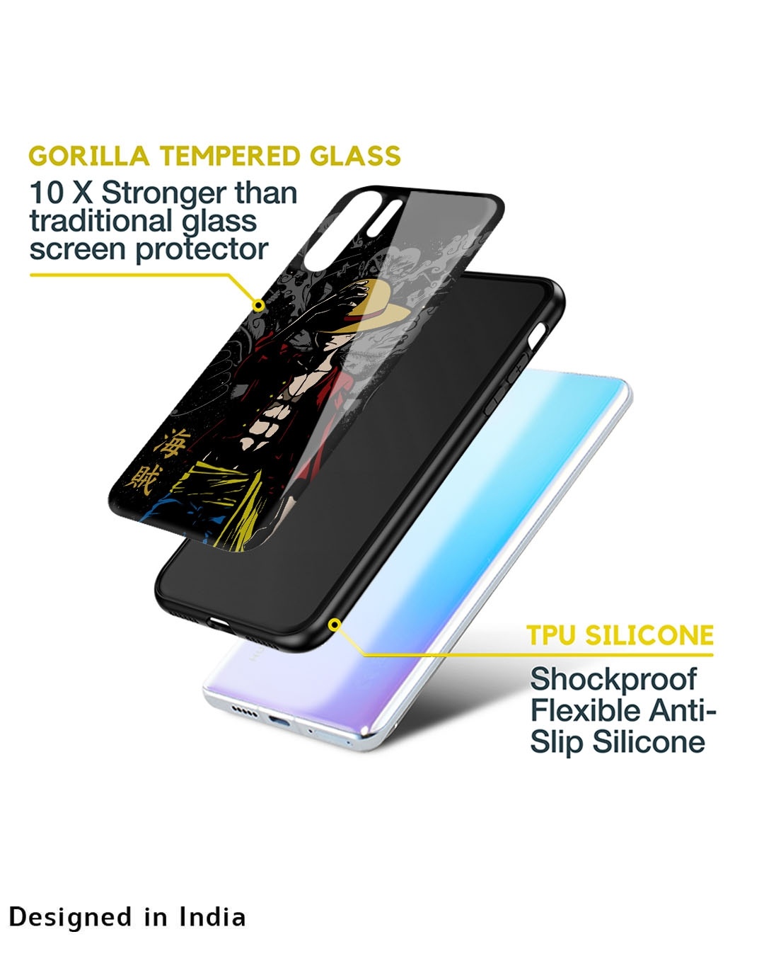 Shop Dark Luffy Premium Glass Case for Apple iPhone 14 (Shock Proof,Scratch Resistant)-Design