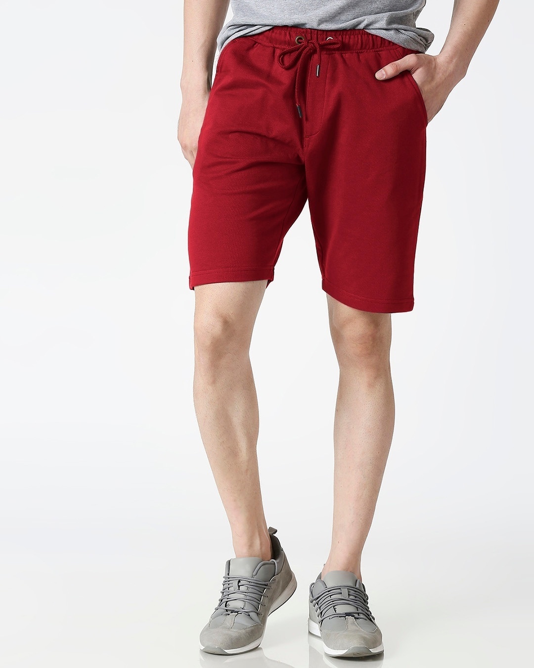 Shop Dark Maroon Casual Shorts-Front