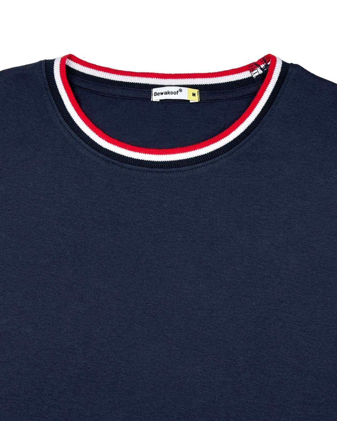 Shop Dark Navy Crewneck Varsity Rib Half Sleeves T-shirt