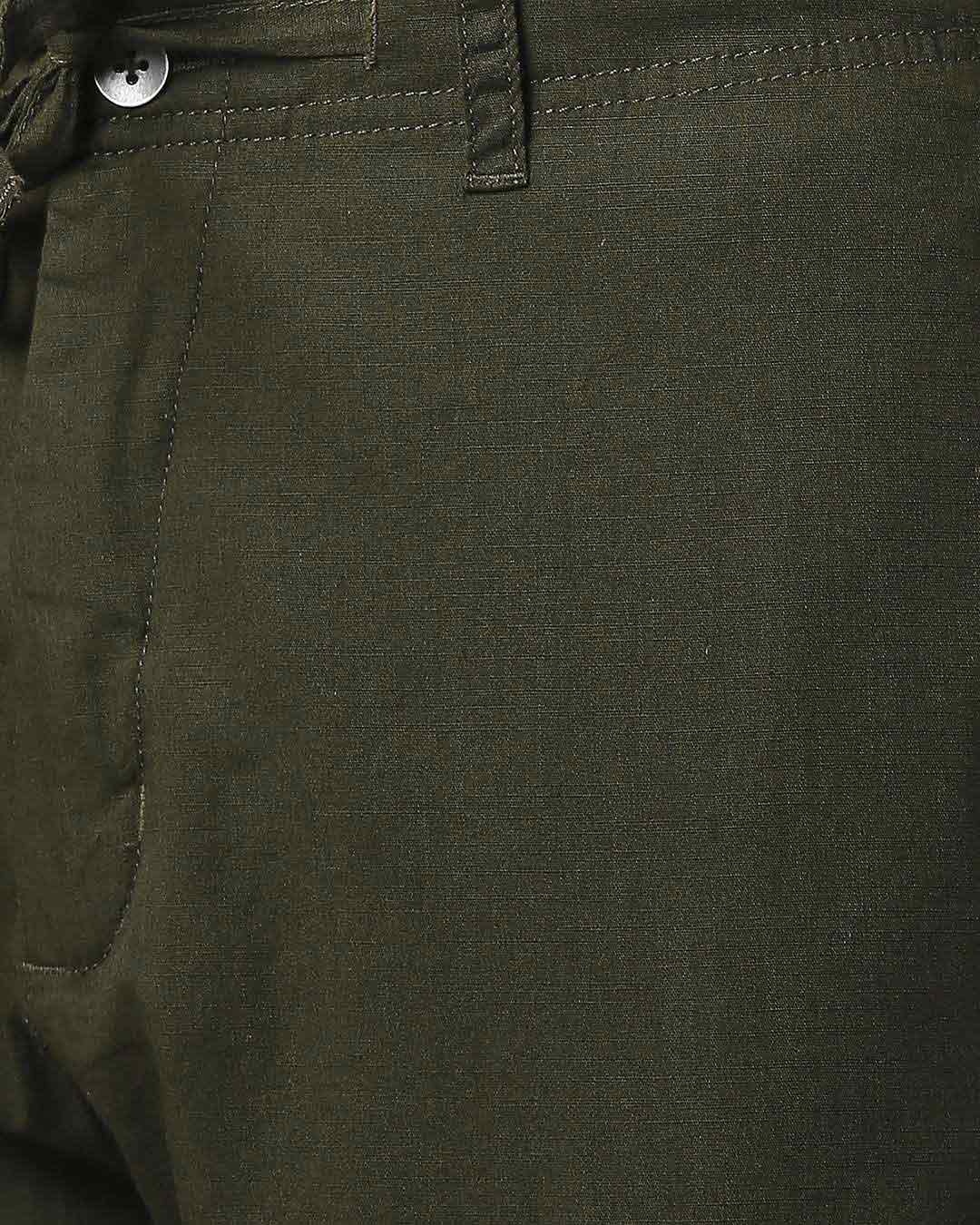 Shop Dark Olive Casual Cotton Trouser