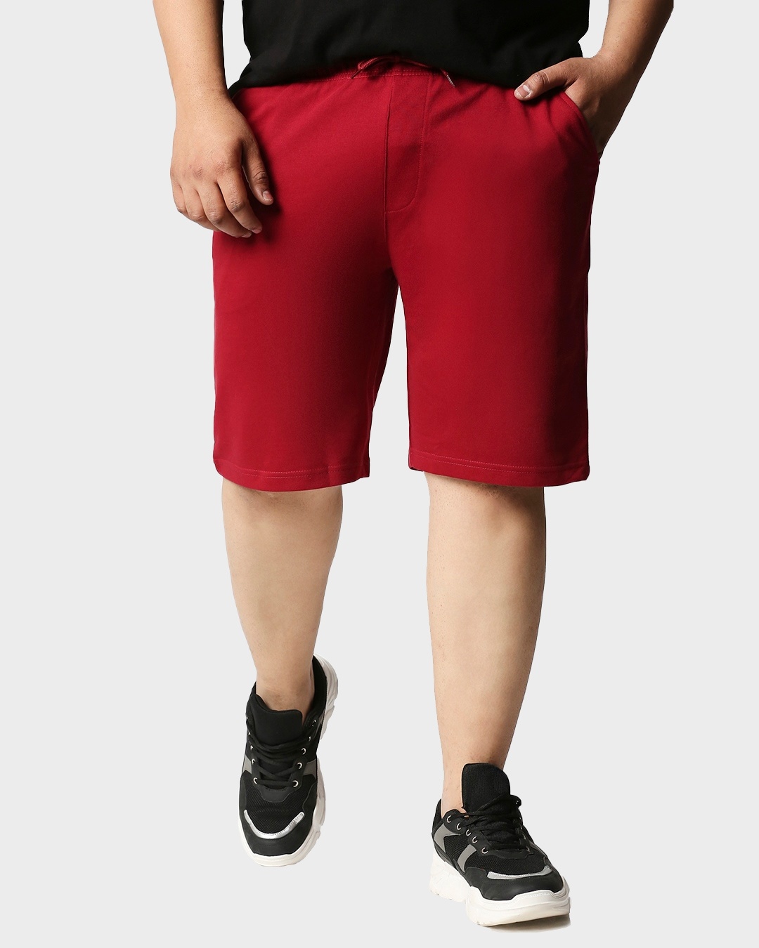 Shop Dark Red Plus Size Casual Shorts-Front