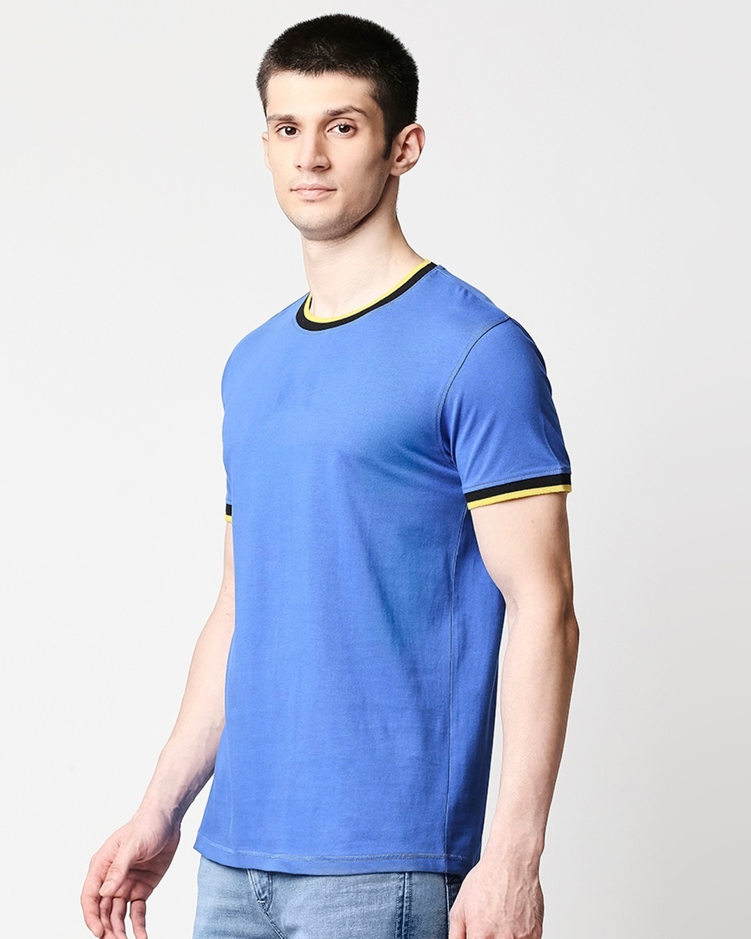 Shop Dazzling Blue Round neck Varsity H/S T-shirt-Back