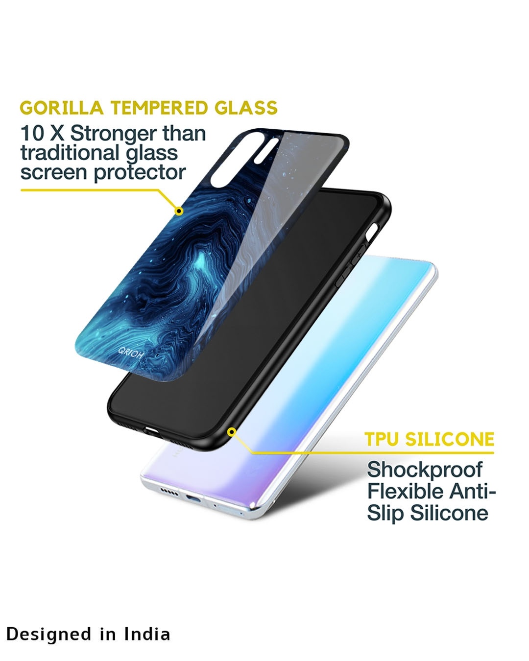 Shop Dazzling Ocean Gradient Printed Premium Glass Cover for Oppo K10 5G (Shock Proof, Scratch Resistant)-Design
