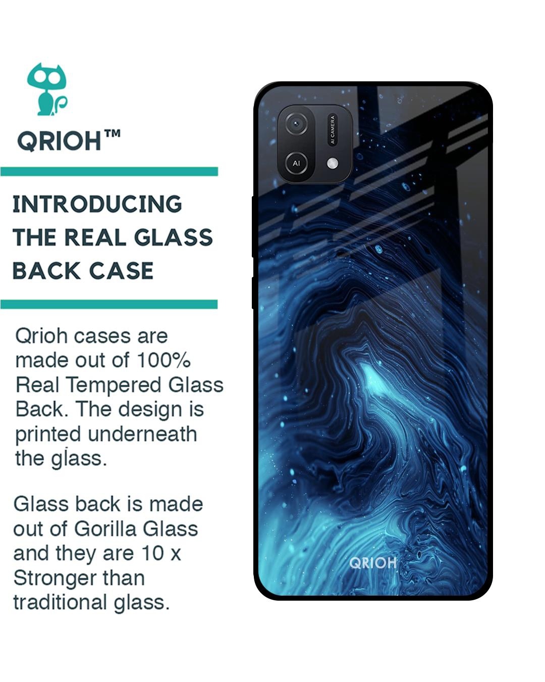 Shop Dazzling Ocean Printed Premium Glass Cover For Oppo A16K (Impact Resistant, Matte Finish)-Back