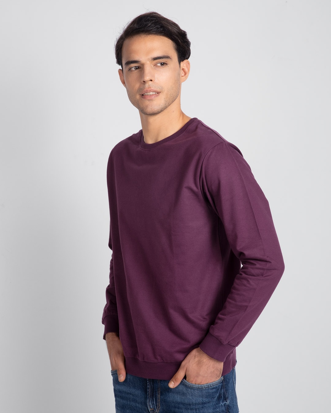 Shop Deep Purple Fleece Light Sweatshirt-Back