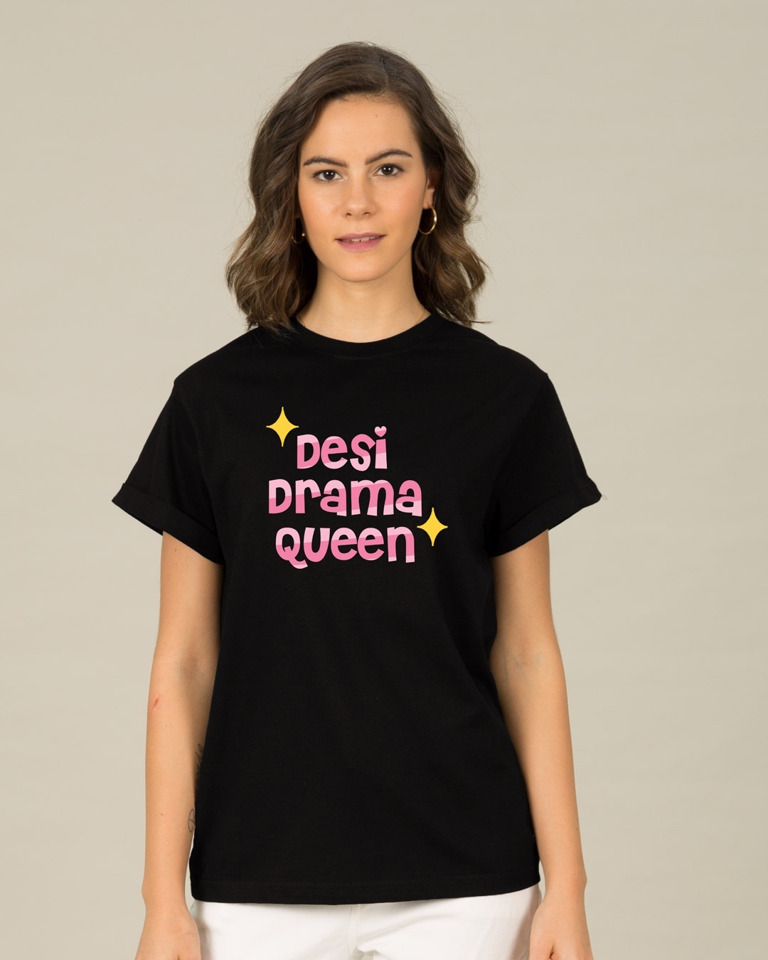 Shop Desi Drama Queen Boyfriend T-Shirt-Front