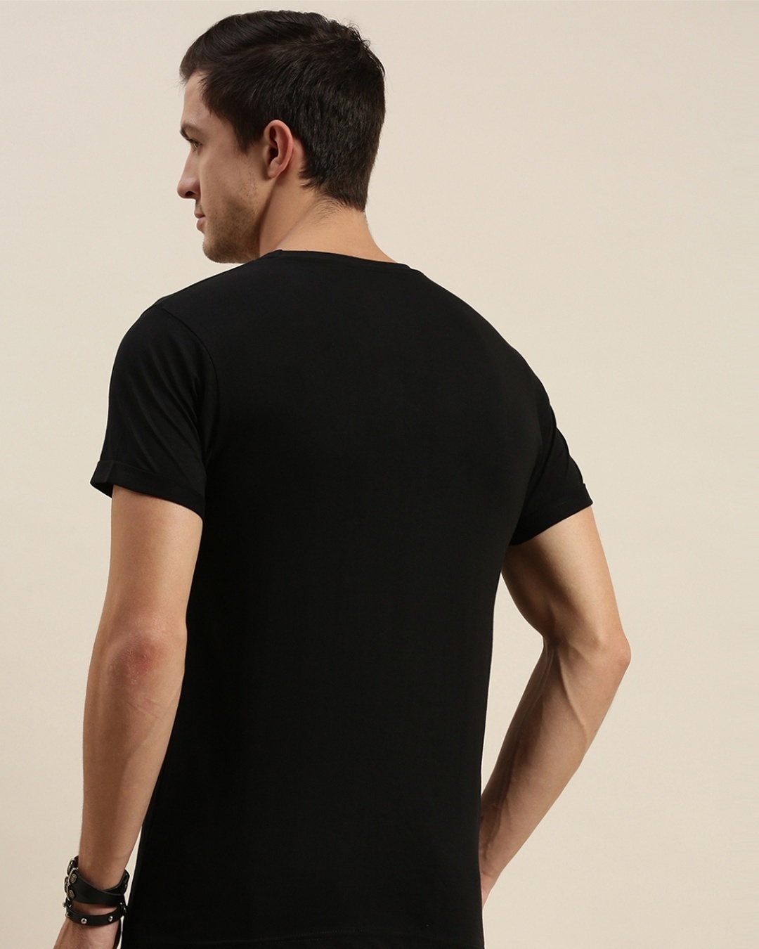 Shop Black Graphic Print T Shirt49-Back