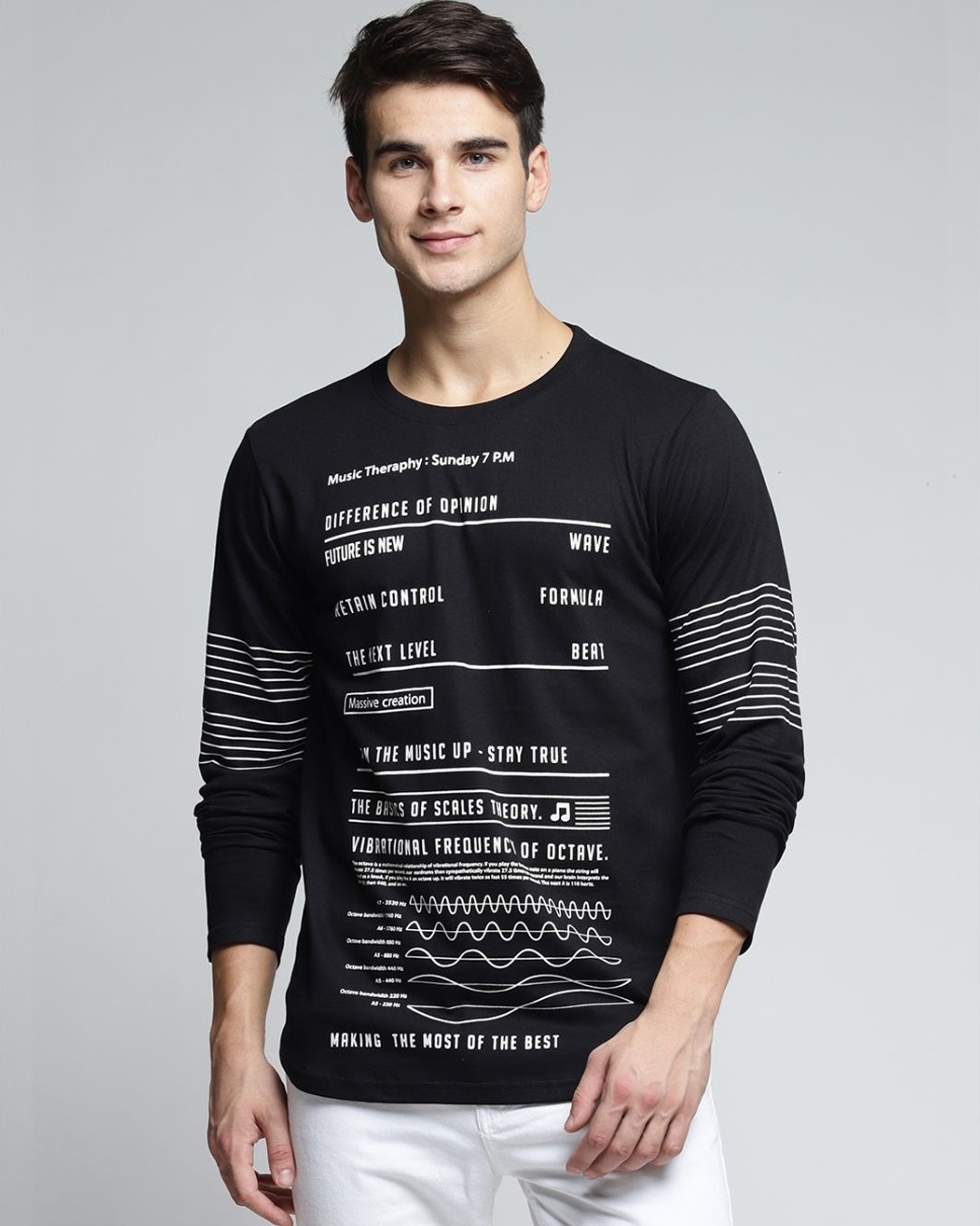 Shop Black Typography T Shirt-Front