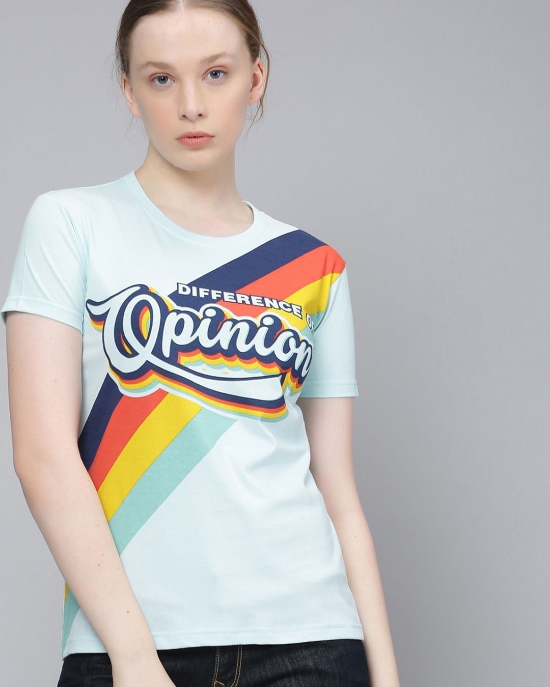 Shop Blue Typographic T Shirt29-Front
