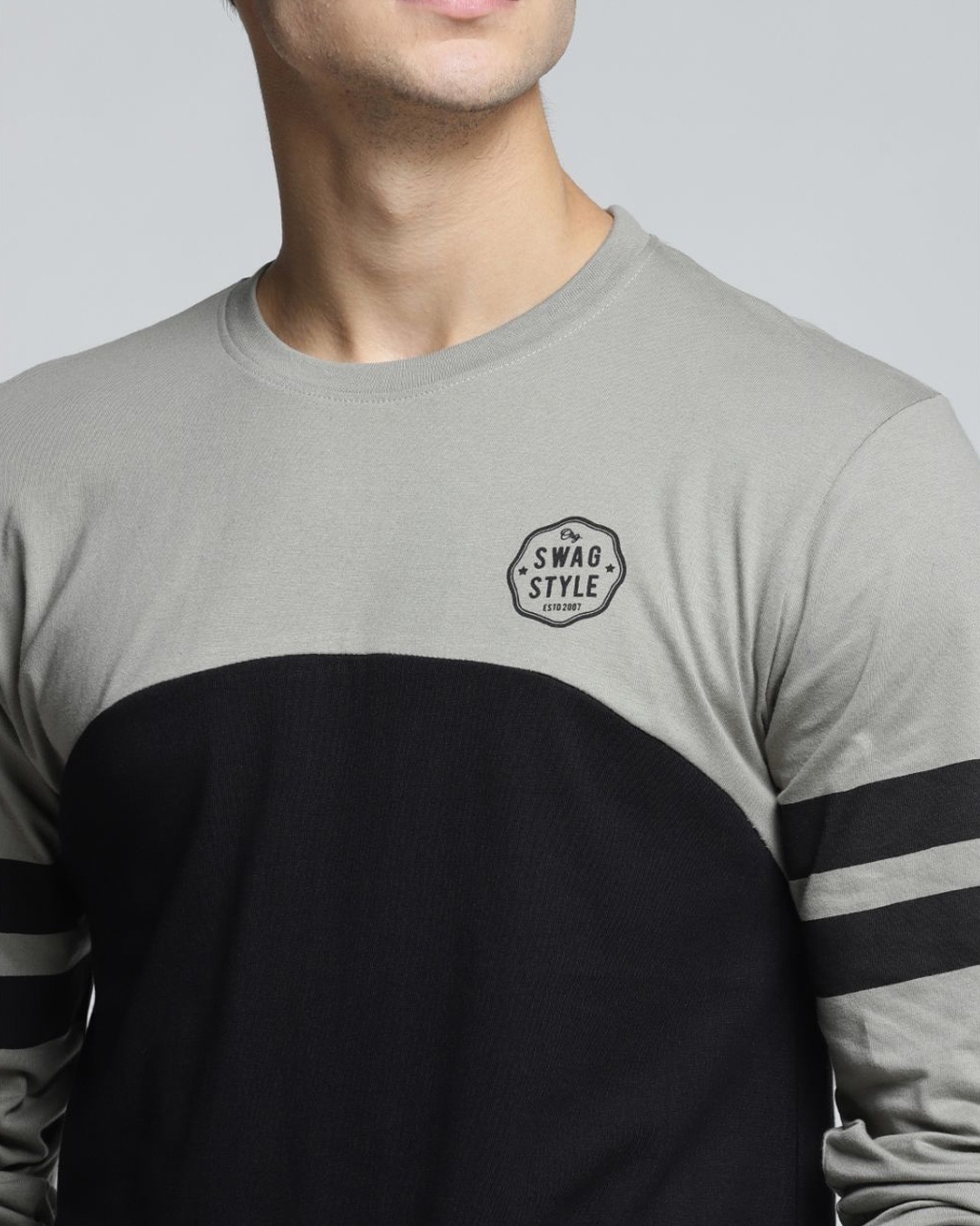 Shop Grey Colourblocked T Shirt