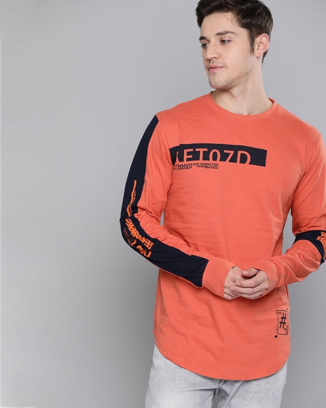 Shop Orange Graphic Print T Shirt