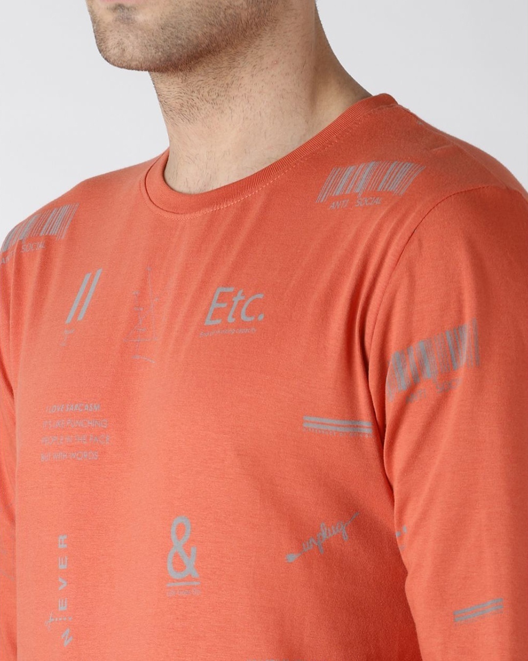 Shop Orange Typography T Shirt