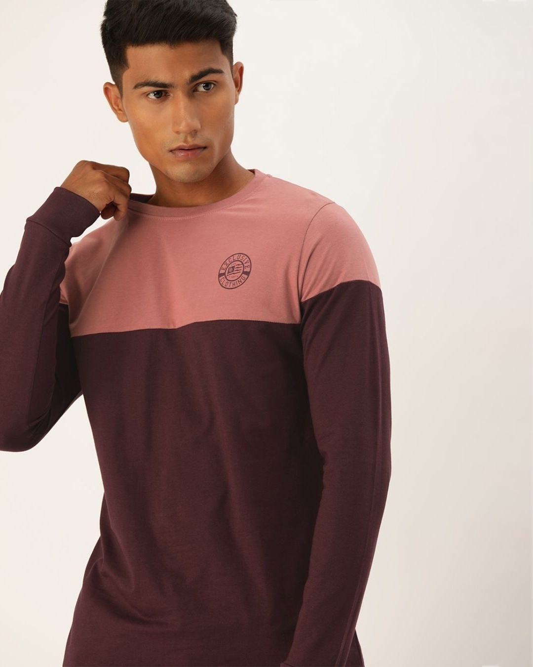 Shop Pink Colourblocked T Shirt-Front